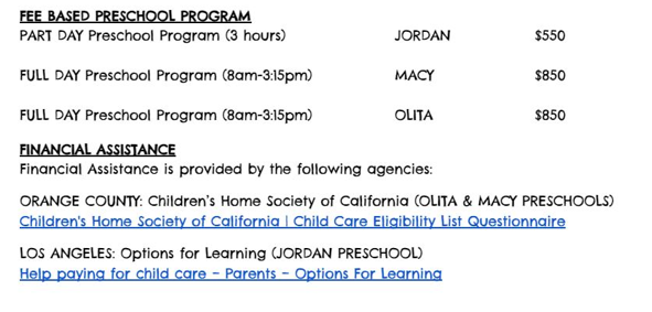 Preschool Fees